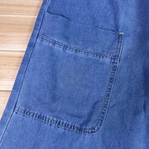 Shein Jeans Womens 27 Wide Leg High Rise Elastic Waist Angled Hem Denim Jeans - Picture 5 of 15